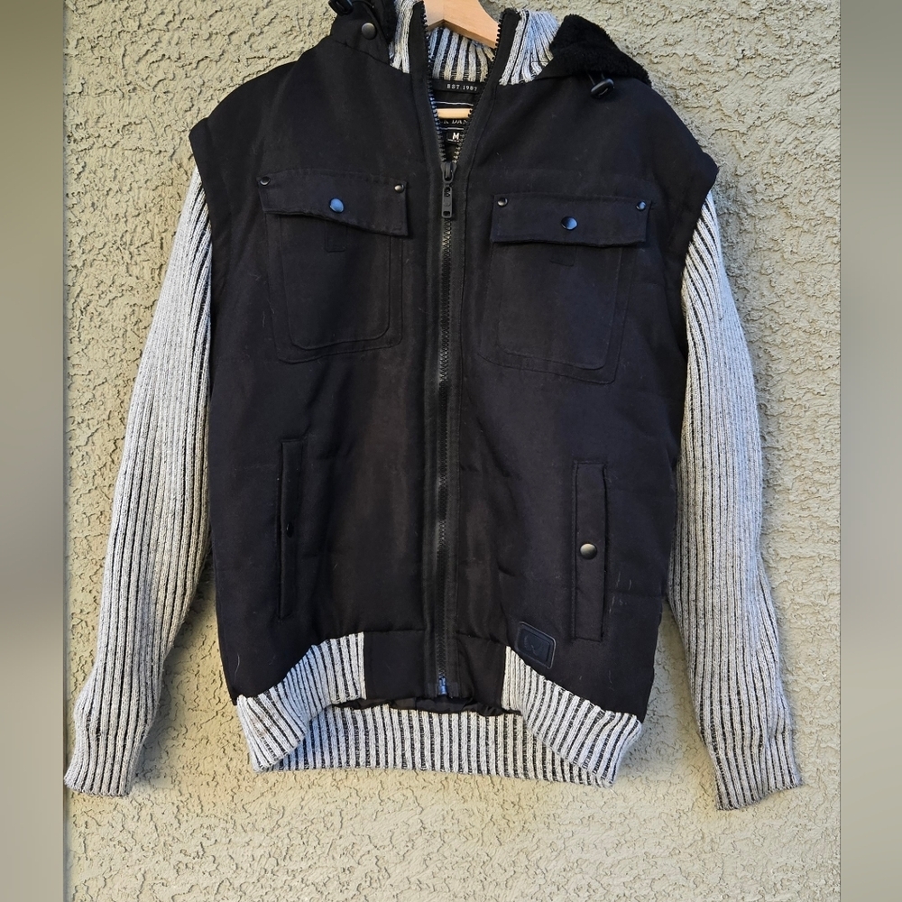 Nick Danger  Hooded Mixed-Material Jacket - Black & Gray